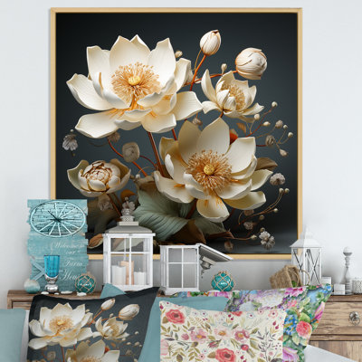 «Vintage Botanical Lotus Charm I», reproduction sur toile
