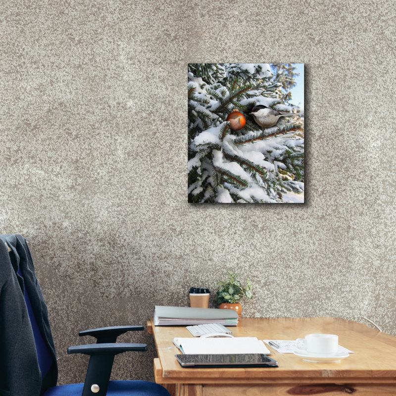  «Christmas Chickadee» par John Hovenstine, art mural sur toile, 20 po x 24 po, H 24 po x l 20 po