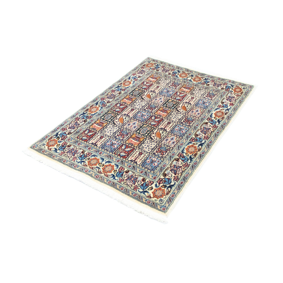 Hand Knotted Wool and Silk Blue/Orange/Beige Indoor/Outdoor Rug