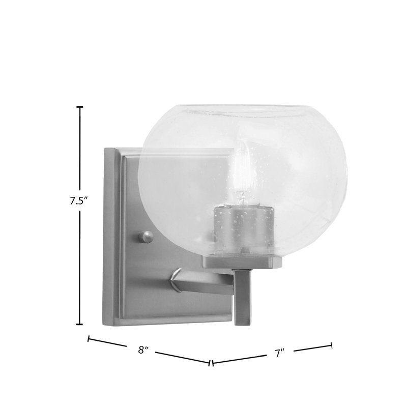 Applique murale Fausley avec verre à bulles transparent de 7 po, Graphite