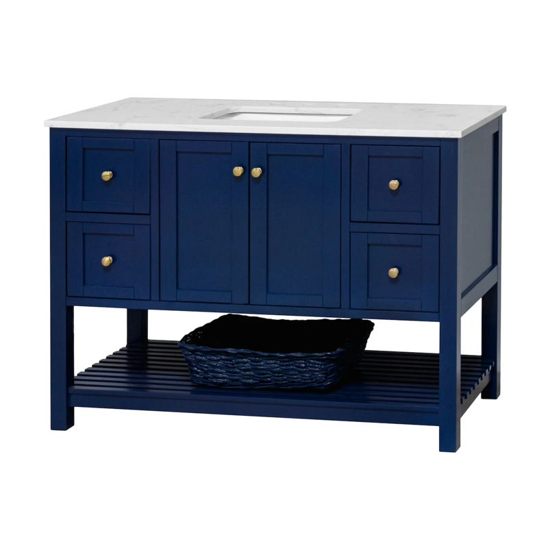 Ensemble de meuble-lavabo simple 48 po Binne, Carrara d'ingénierie, Bleu royal