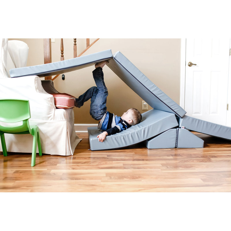 Blocksy Play Couch in Pewter Wipeable Fabric Designed for Active and Imaginative Play, Pewter