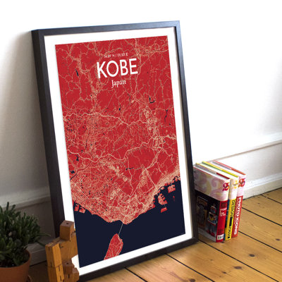 Kobe City Map - No Frame Print