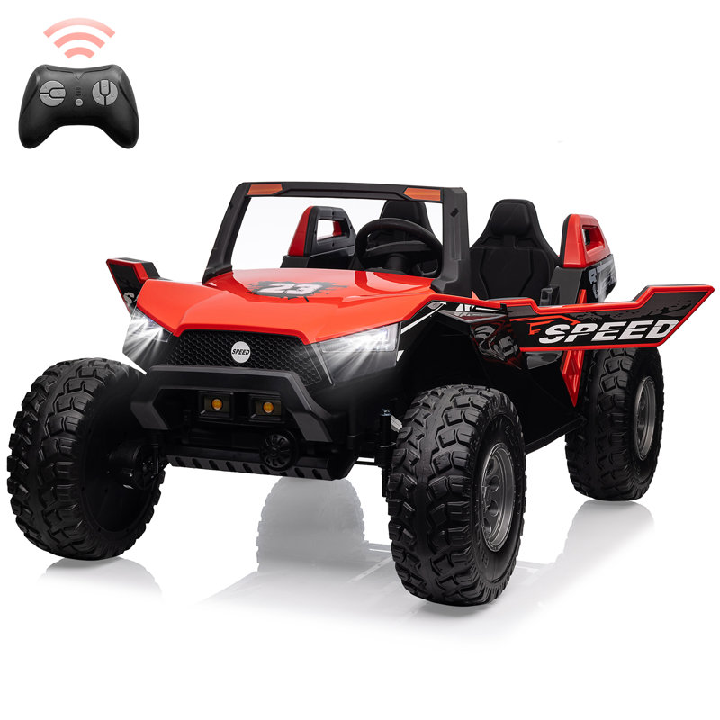 Siège pour enfant pliable 24V 2 places pour enfants avec télécommande à DEL et musique, Rouge