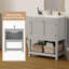 Armoire de salle de bain 30 po avec lavabo en céramique et meuble-lavabo autoportant avec 2 portes et tablette ouverte, gris-978537931-978537928