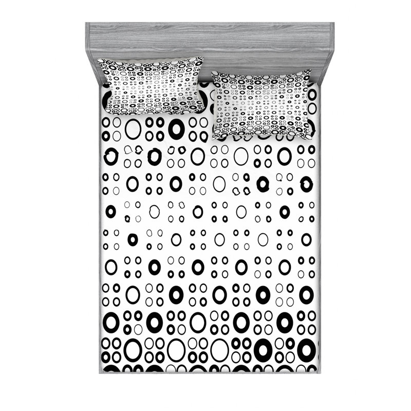 Microfiber Geometric Sheet Set, Queen Sheet Set with Fitted Sheet