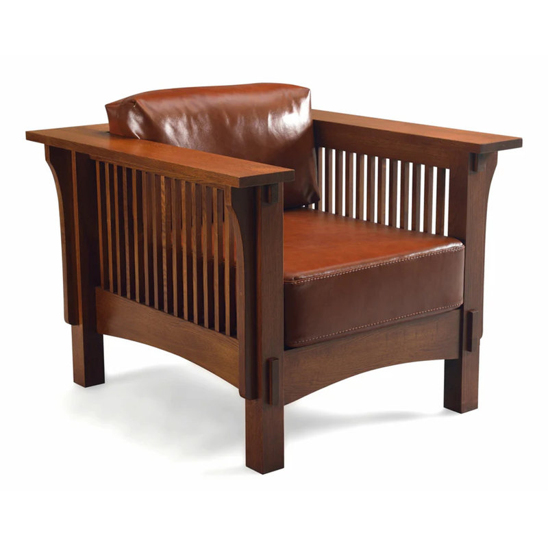Artis Upholstered Armchair, Chestnut Brown Genuine Leather