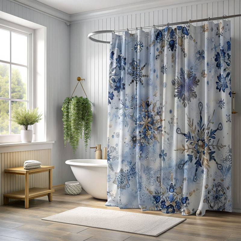 Crisp Blooms - Premium Shower Curtain, 74"H x 71"W