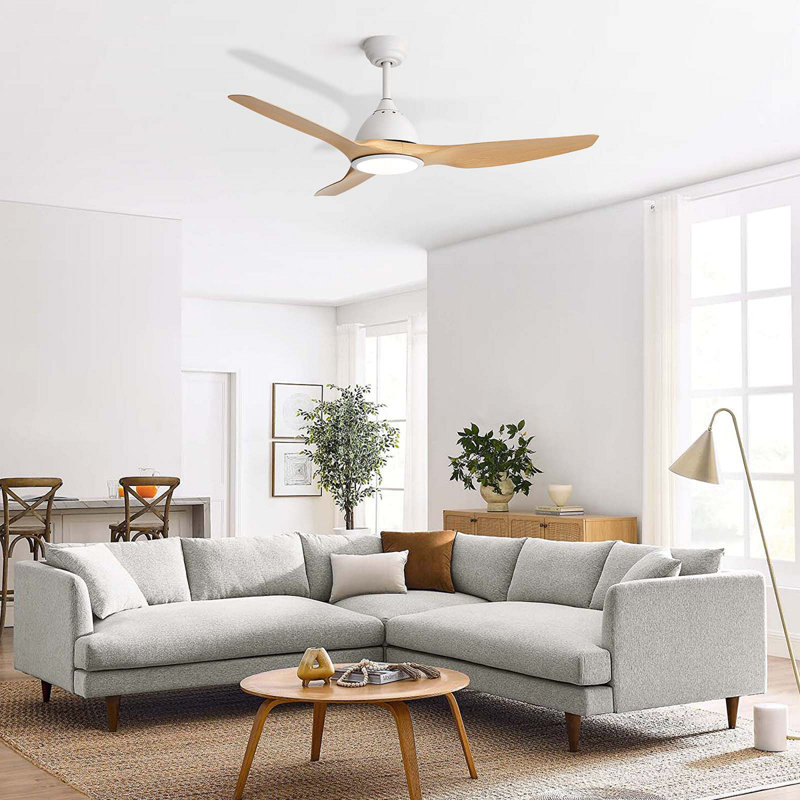 52 Inch Ceiling Fan With Light 22W 3 Color Dimmable LED Memory Function Quiet Reversible DC Motor 1H 4H 8H Timer For Large Rooms