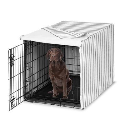 Housse de chenil à rayures blanche et grise pour chien par Sweet Jojo Designs