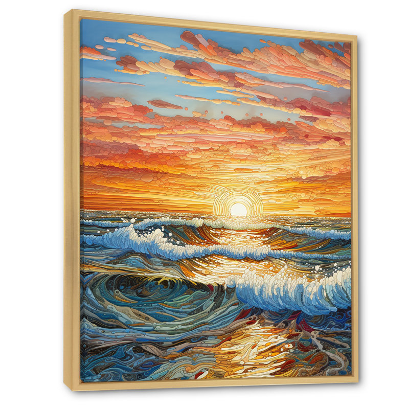 Rainbow Ocean Sunrise V, H 20 po x l 12 po x P 1 po, Cadre naturel flottant