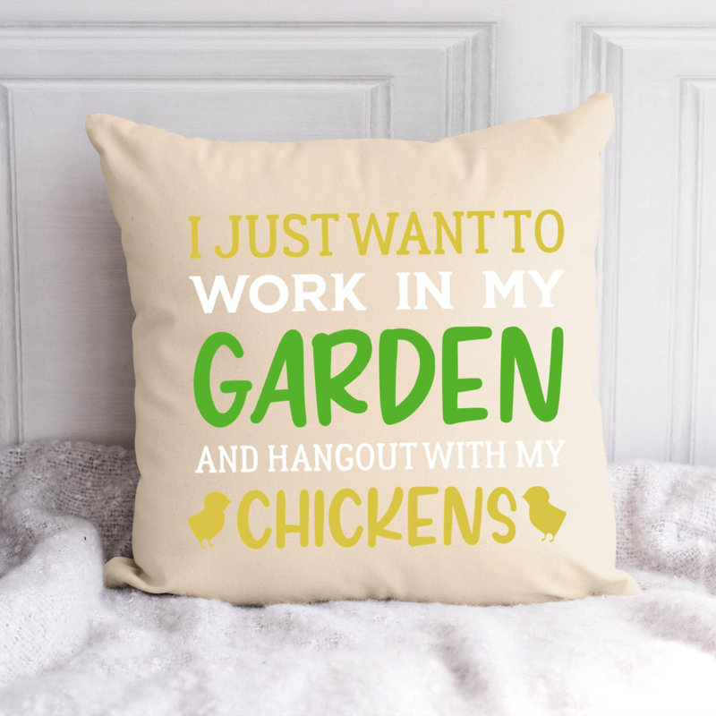 Citation amusante «Garden Lover» 662 - Coussin décoratif inclus, H 16 po x l 16 po