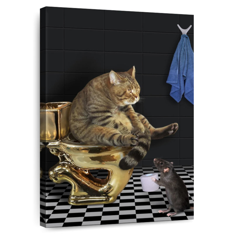 Ketti Cat And Rat Toilet Time, 48" H x 32" W