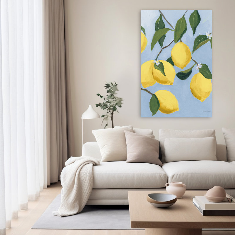 Lemon Tree Light - Blossoms Blue Branches Citrus, 60" H x 40" W