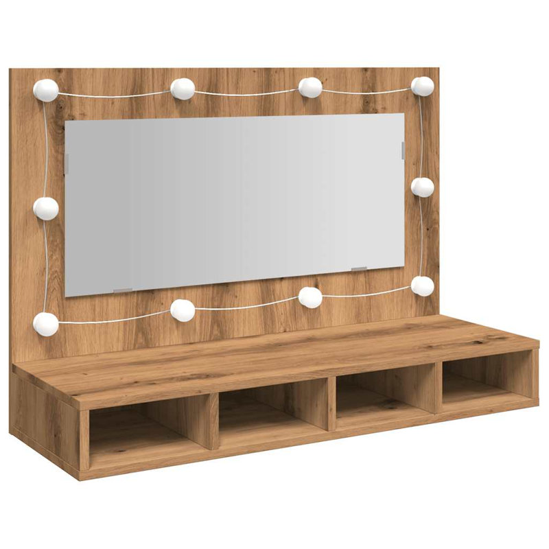 Maahi Mirror Cabinet with LED, 62cm H x 90cm W x 31.5cm D, Black