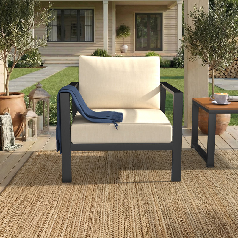 Sunbrella® Outdoor Deep Seating Louge Chair Cushion, 25" W x 26" D, Canvas Flax