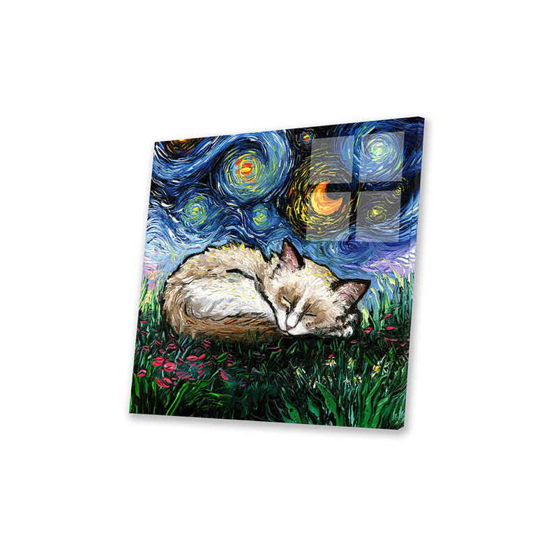 «Sleepy Ragdoll Kitten Night On Plastique / Acrylique» par Aja Treves, peinture