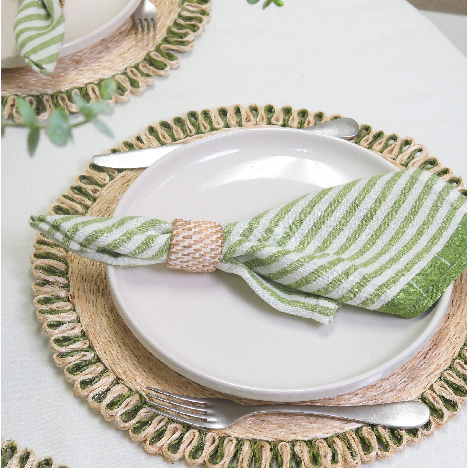 Adamsburg Reversible Linen Napkin, Basil
