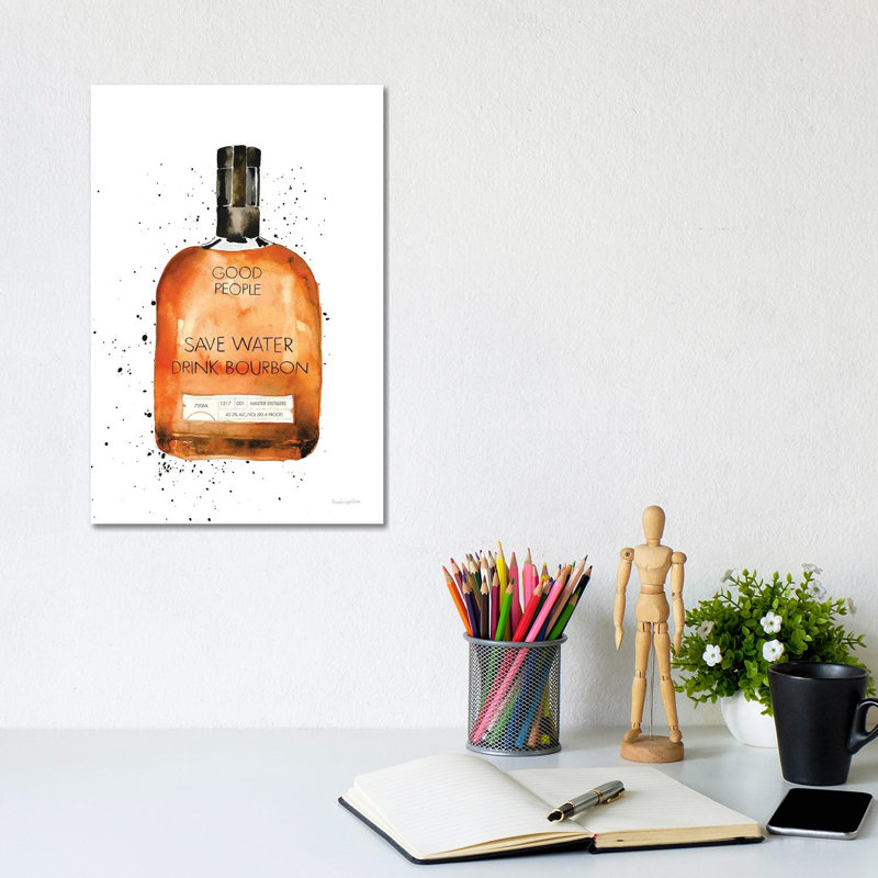 Save Water Drink Bourbon By Mercedes Lopez Charro - Wrapped Canvas Painting by Mercedes Lopez Charro - Wrapped Canvas Painting