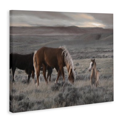 Art mural sur toile Country Horses in Valley par Lori Deiter
