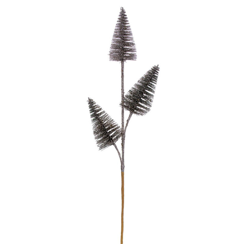 20" Artificial Glitter Cone Tree Spray. Includes 6 pieces per bag., Cream