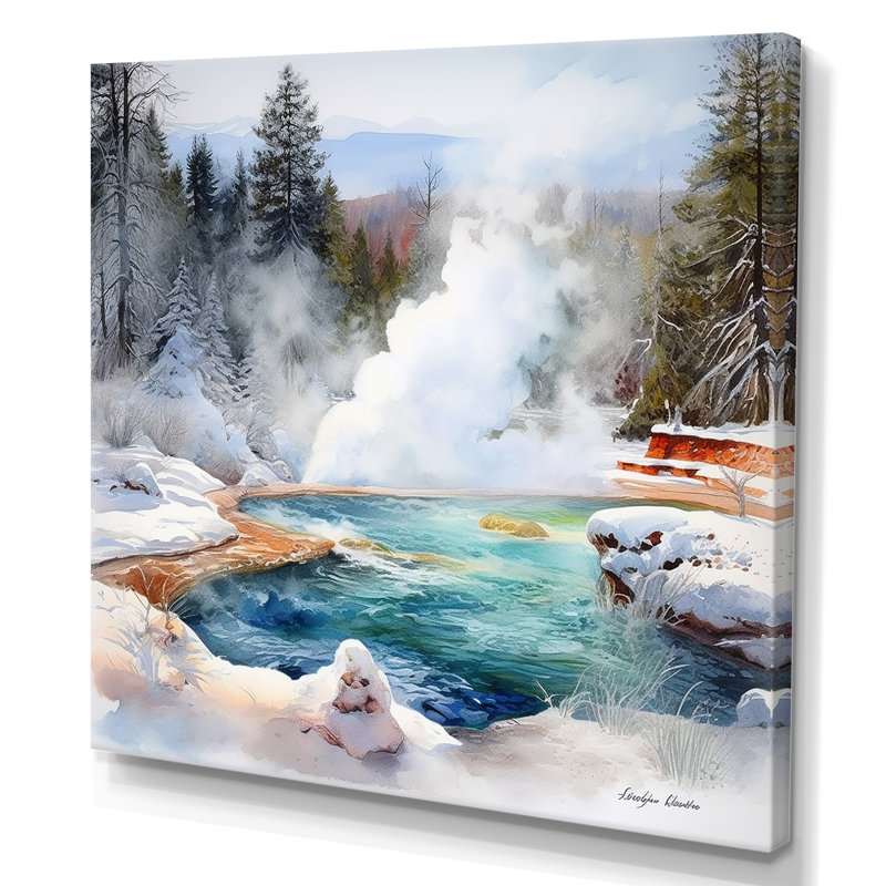 Geyser Charm In Winter sur impression sur toile, H 16 po x l 16 po x P 1 po, Toile tendue