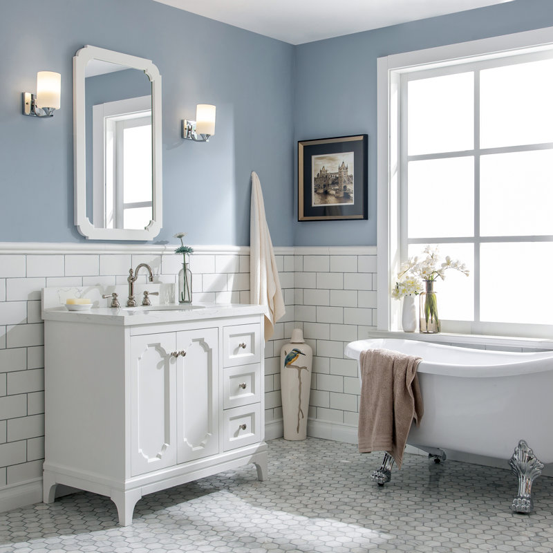 Queen 36" Single Bathroom Vanity Set, Pure White, Hook