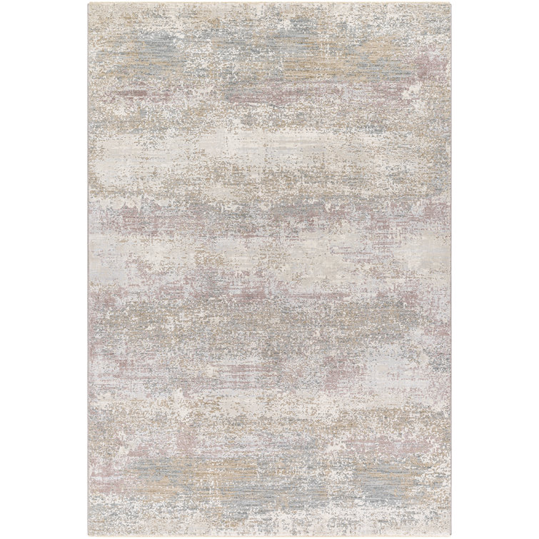 Avia Abstract Machine Woven Polyester/Polypropylene Area Rug in Gray/Beige