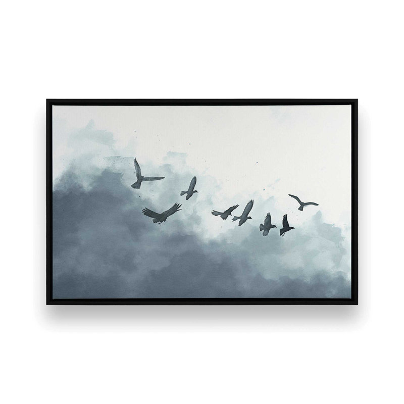 Impression sur toile Ethereal Flock, H 12,75 po x l 18,75 po x P 1,75 po, Cadre flottant noir satiné