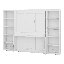 Lit escamotable double en bois avec bureau et tablettes, lit escamotable peu encombrant
