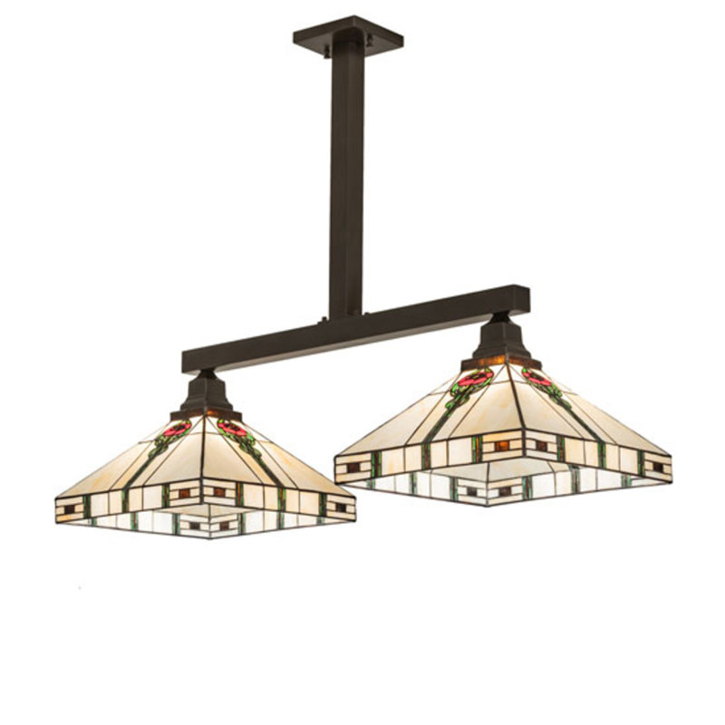 38.5" Long Parker Poppy 2 Light Island Pendant, Brown