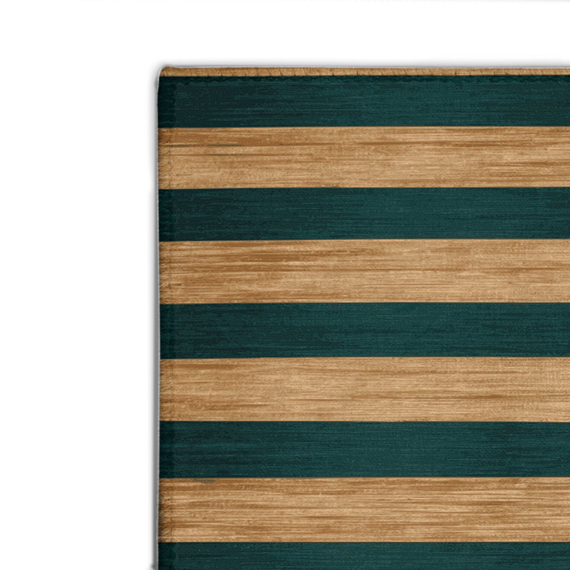 Tapis intérieur / extérieur bleu HorizontalStripes, Rectangulaire 8 pi x 10 pi