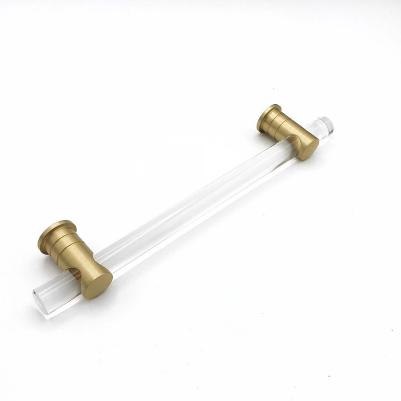 Luz Lucite 6" Center to Center Bar/Handle Pull, 6", Satin Brass