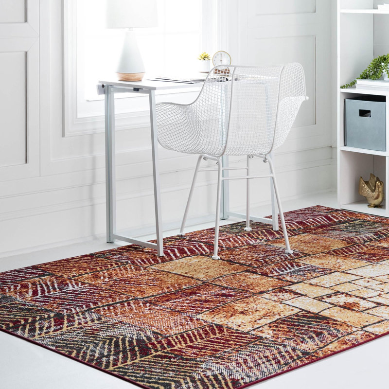Gold/Orange Area Rug, Rectangle 7'1" x 10'
