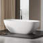 Baignoire îlot KAKUSIGA 66,9 po, en résine de pierre solide blanc mat, ergonomique et profonde pour salle de bain