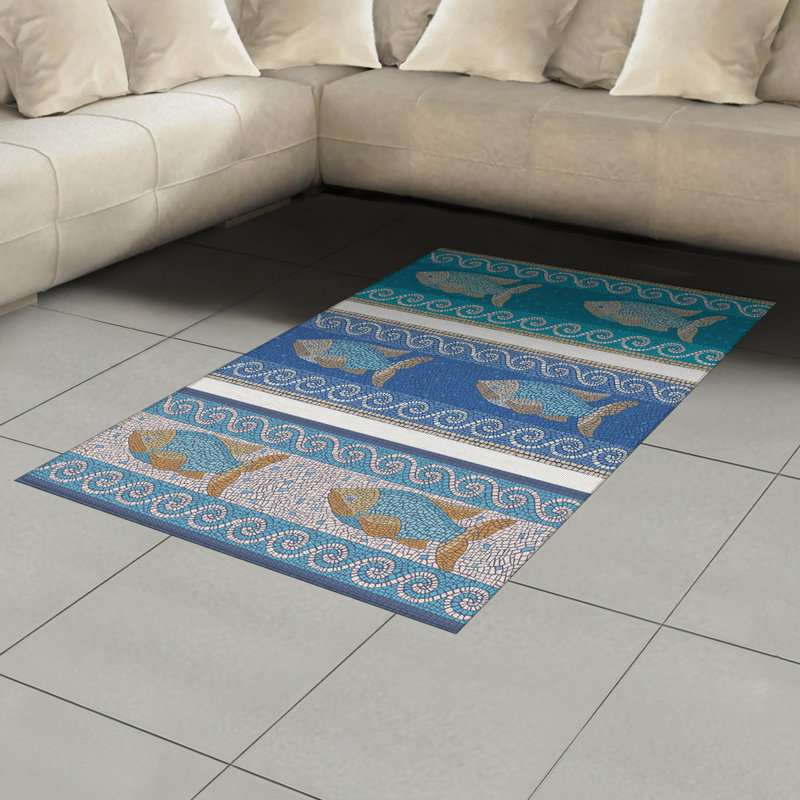 Tapis décoratif à haute densité en fibres de polyester à haute densité Mosaic, Rectangle— 4 pi x 5 pi 8 po