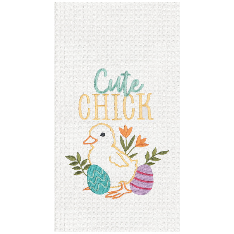 Adorable serviette de poussin, Poussin mignon bleu / jaune / blanc