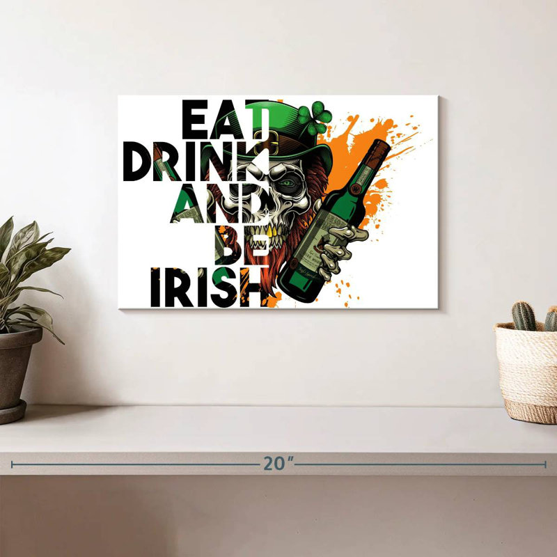 Lelend Eat Drink And Be Irish Skull, H 8 po x l 12 po