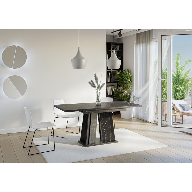 Doha Table Extendable Dining Table, Royal Marble Black