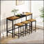 Ensemble de table de salle à manger de conception moderne avec 3 tabourets suspendus, spacieux et élégant pour les réunions de famille et les espaces de travail-408536344-408536346