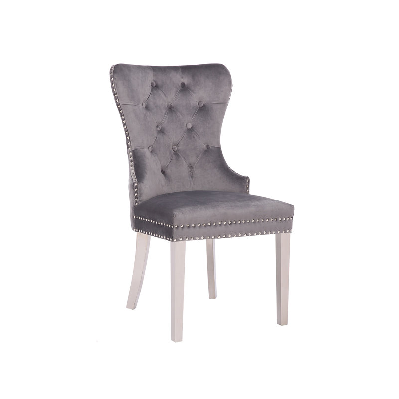 Chaise d'appoint de table de salle à manger Jentina, Lin gris
