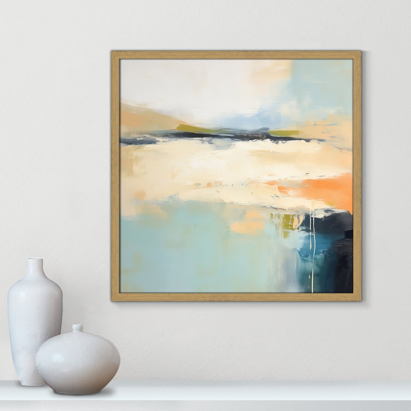 «Seashore Abstraction I Print» par Irena Orlov, L 23,5 po x H 23,5 po, Impression encadrée, Grain de bois naturel