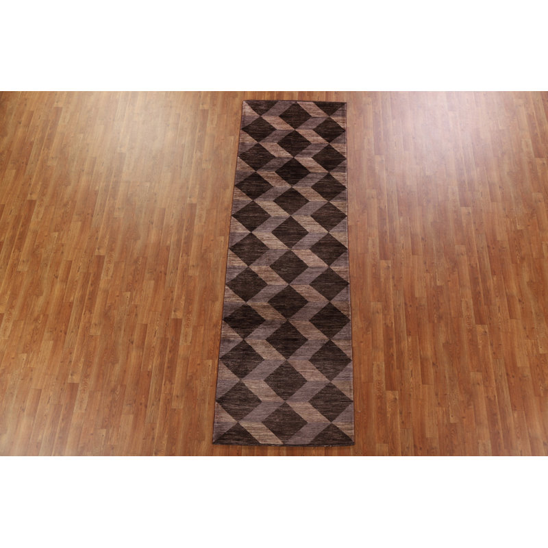 Tapis géométrique Gabbeh Kashkoli noué à la main 3 x 10