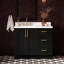 Meuble-lavabo rectangulaire simple décalé à gauche de 42 pouces avec comptoir en quartz blanc de Carrare de 1,5 pouce d'épaisseur, finition noire.-689676891-689676900