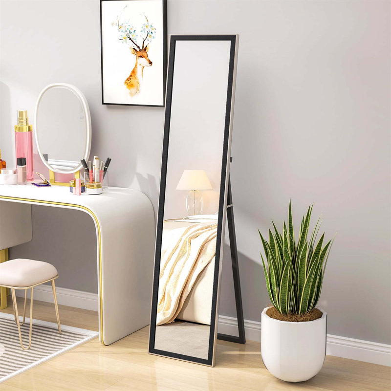 Demetrias Rectangle Floor Mirror, Black