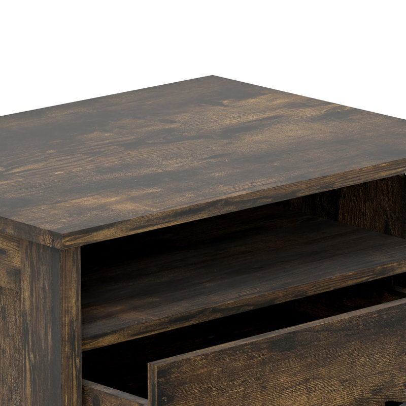 21.7" Nightstand with 2 Drawers(Set of 2), Espresso