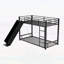 Lit superposé simple robuste en métal avec glissade - Conception peu encombrante pour les enfants et les adolescents, cadre durable pour jouer et dormir, assemblage facile, disponible en noir