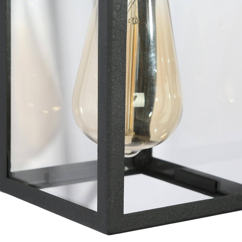 1- Light Matte Black Lantern Outdoor Wall Sconce