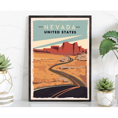 Nevada Retro Style State Travel Poster, Vintage Unframed Print, Home And Office Wall Art