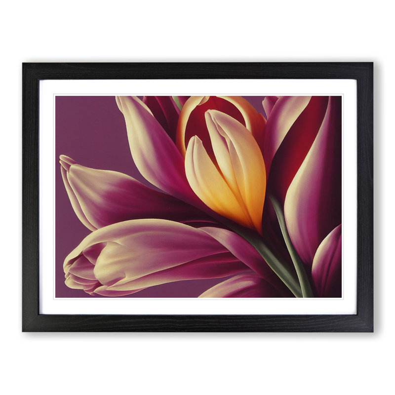 Beaming Flowers - Single Picture Frame Print, 34cm H x 46cm W x 2cm D, Black